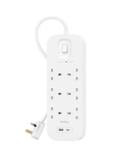 توصيلة بيلكن 6 منافذ طاقة مع منفذ تايب سي PD بقوة 18 واط ومنفذ USB-A
