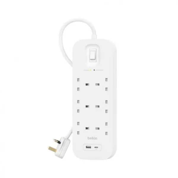 توصيلة بيلكن 6 منافذ طاقة مع منفذ تايب سي PD بقوة 18 واط ومنفذ USB-A